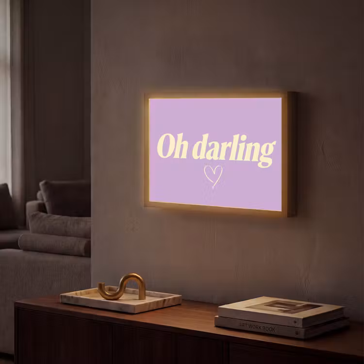 Oh darling - Hart - Paars Light Box met batterij (Wandlamp) middel -sfeer1