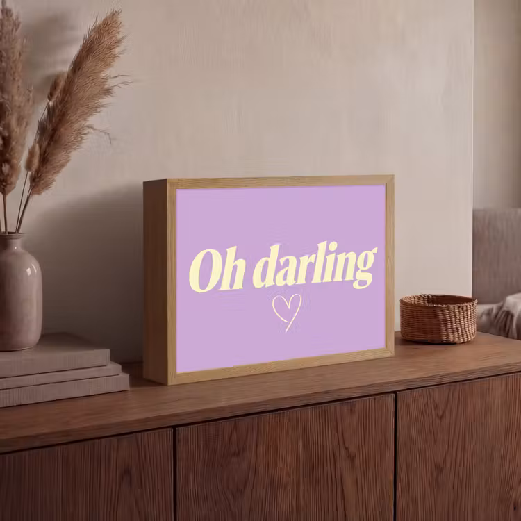 Oh darling - Hart - Paars Light Box met batterij (Wandlamp) middel -sfeer2