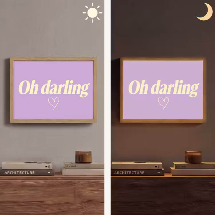Oh darling - Hart - Paars Light Box met batterij (Wandlamp) middel -sfeer3