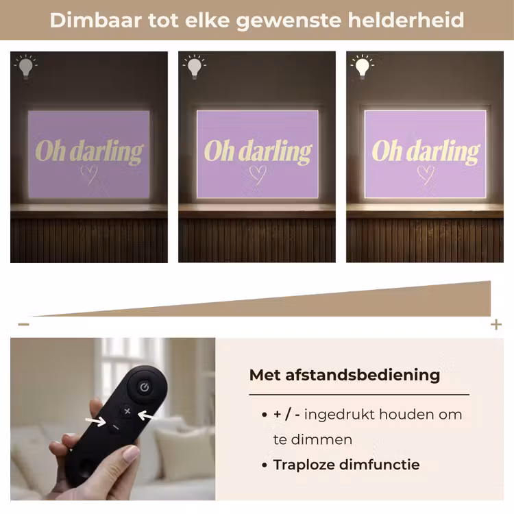 Oh darling - Hart - Paars Light Box met batterij (Wandlamp) middel -USP_dimbaarNL