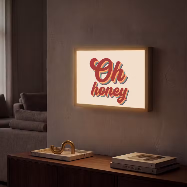 Oh honey - Rood - Schaduw Light Box met batterij (Wandlamp) middel -sfeer1
