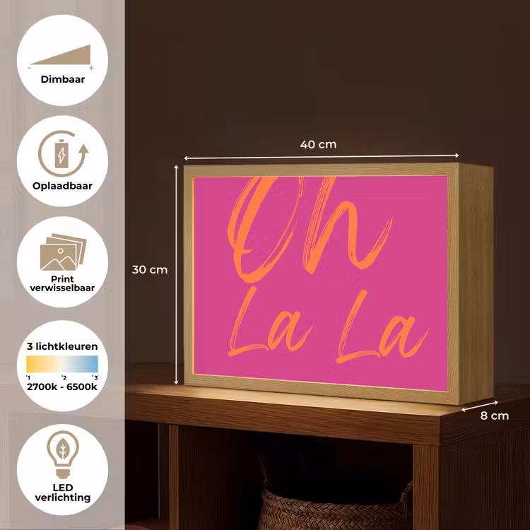 Oh la la - Oranje - Roze Light Box met batterij (Wandlamp) middel -USP_websiteoverzichtNL