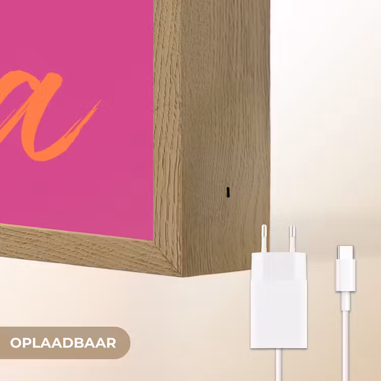 Oh la la - Oranje - Roze Light Box met batterij (Wandlamp) middel -USP_websiteoplaadbaarNL