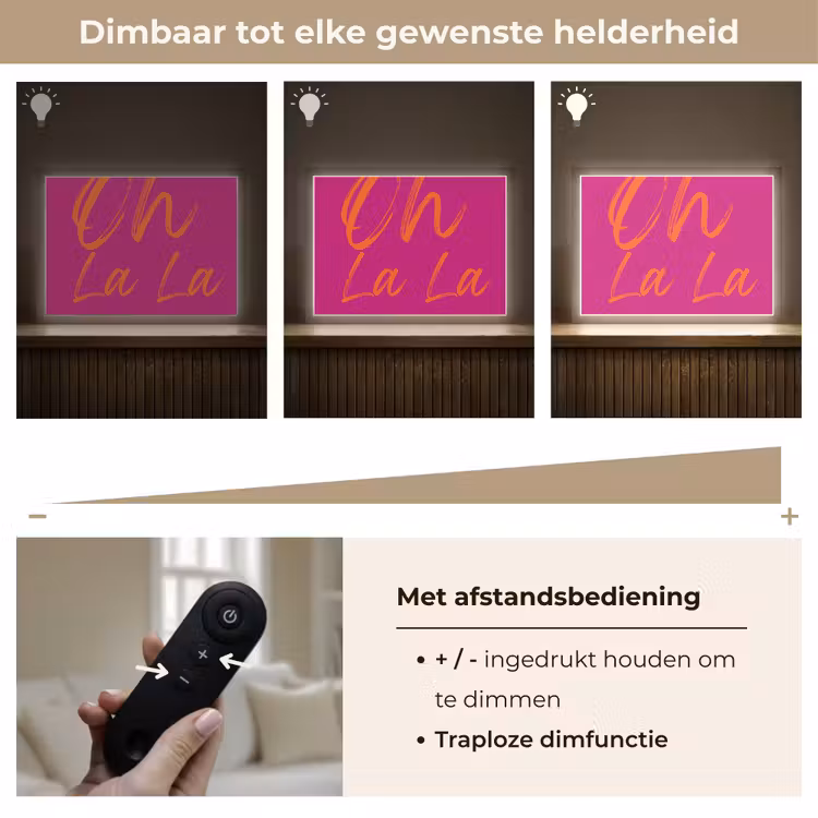 Oh la la - Oranje - Roze Light Box met batterij (Wandlamp) middel -USP_dimbaarNL