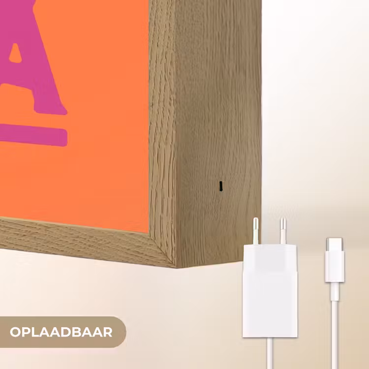 Oh la la - Oranje - Roze - Scheeflettertype Light Box met batterij (Wandlamp) middel -USP_websiteoplaadbaarNL