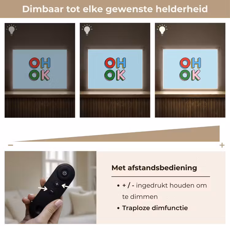 Oh ok - Blauw - Kleurrijk Light Box met batterij (Wandlamp) middel -USP_dimbaarNL