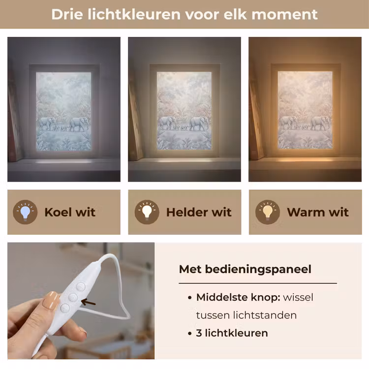 Olifant - Familie - Jungle - Illustratie - Grijs Light Box met kabel (Wandlamp) klein -USP_lichtkleurNL