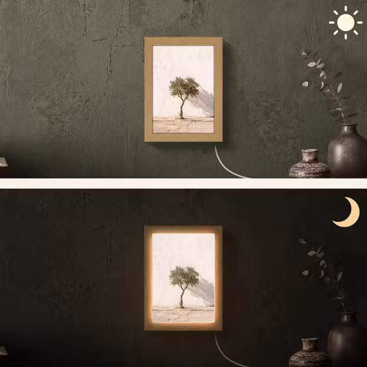 Lightbox - Wandlamp - Olijfboom - muur - wit - Olijfboom - muur - wit Light Box met kabel (Wandlamp) klein