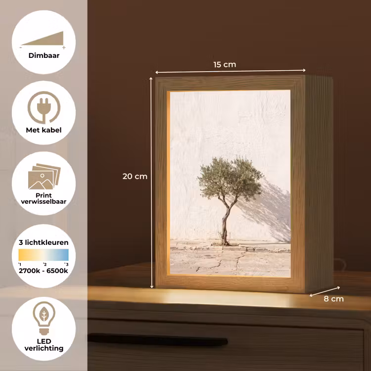 Lightbox - Wandlamp - Olijfboom - muur - wit - Olijfboom - muur - wit Light Box met kabel (Wandlamp) klein