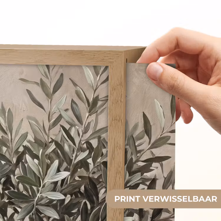 Olijfplant - Aardenpot - Abstract - Beige Light Box met batterij (Wandlamp) middel -USP_websiteprintNL