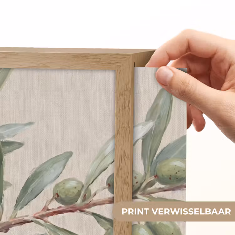 Olijftak - Bladeren - Natuur - Groen - Beige Light Box met batterij (Wandlamp) middel -USP_websiteprintNL