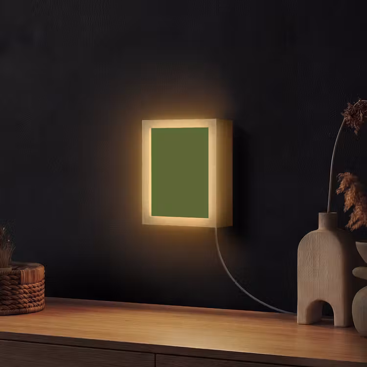 Olive - Drab - Groen Light Box met kabel (Wandlamp) klein 929 -sfeer1