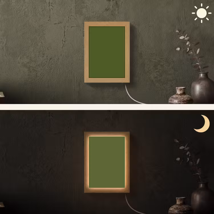 Olive - Drab - Groen Light Box met kabel (Wandlamp) klein 929 -sfeer3