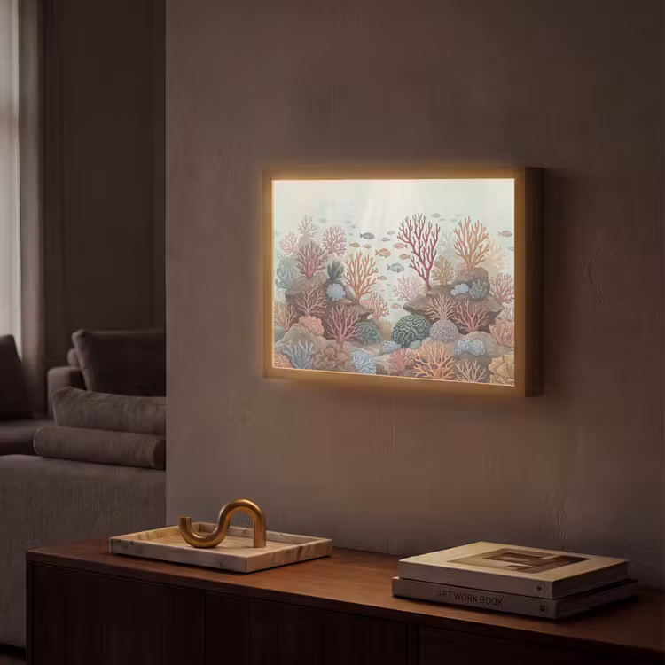 Onderwater - Koraal - Vis - Natuur Light Box met batterij (Wandlamp) middel -sfeer1