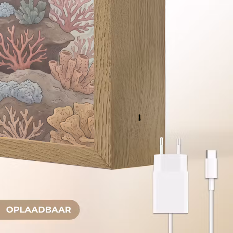 Onderwater - Koraal - Vis - Natuur Light Box met batterij (Wandlamp) middel -USP_websiteoplaadbaarNL