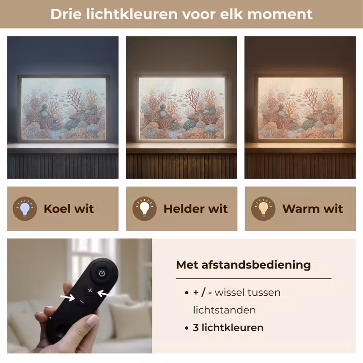 Onderwater - Koraal - Vis - Natuur Light Box met batterij (Wandlamp) middel -USP_lichtkleurNL