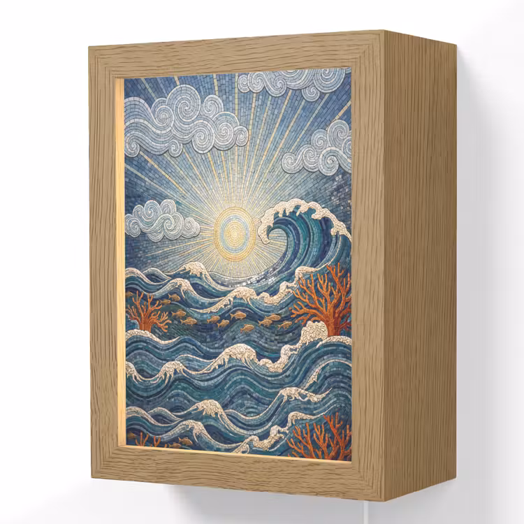 Onderwater - Koraal - Vis - Natuur - Kunst Light Box met kabel (Wandlamp) klein -3d