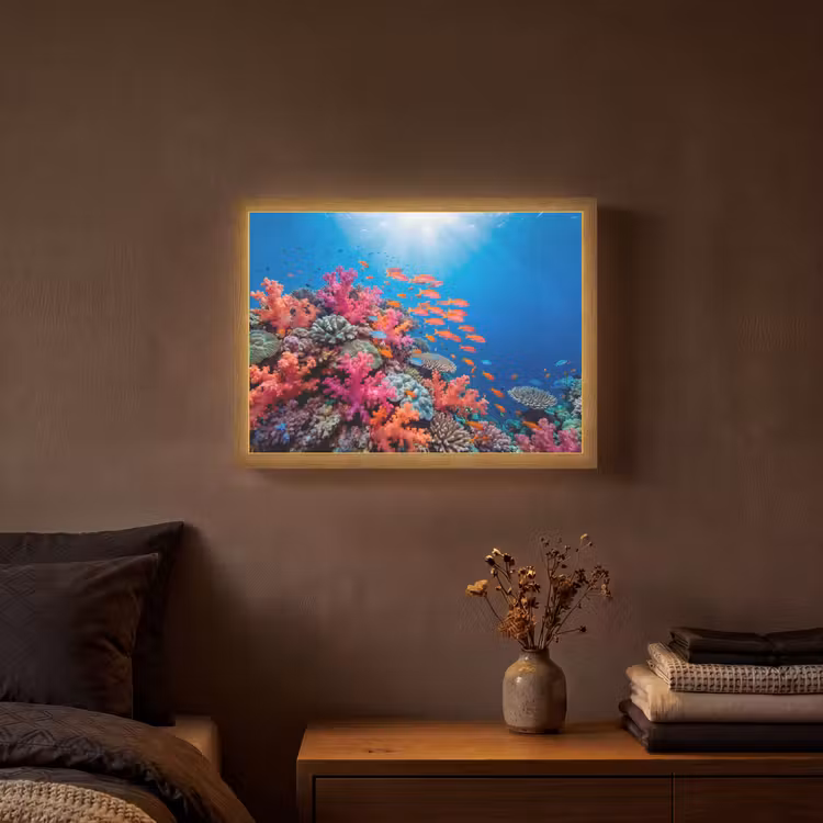 Onderwater - Koraalrif - Vissen - Oceaan - Natuur Light Box met batterij (Wandlamp) middel -sfeer4