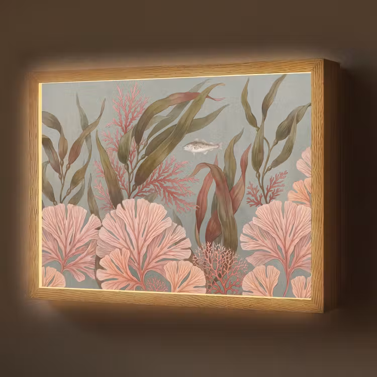 Onderwater - Planten - Vis - Vintage - Groen Light Box met batterij (Wandlamp) middel -z3d_website