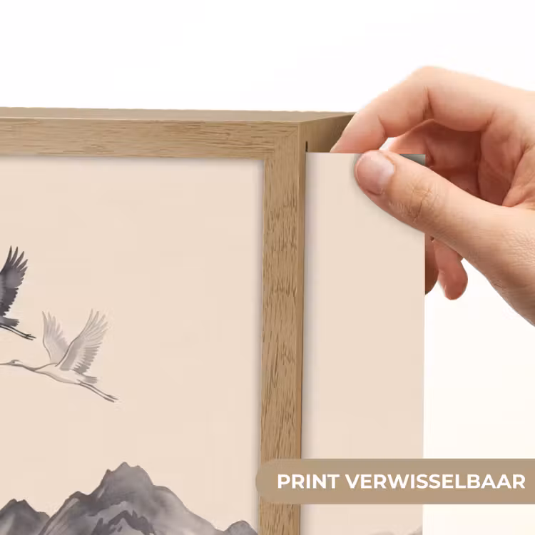 Oosters - Kraanvogels - Landschap Light Box met batterij (Wandlamp) middel -USP_websiteprintNL