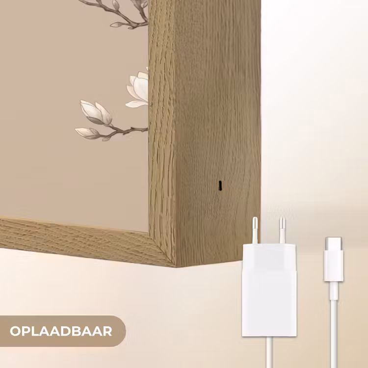 Oosters - Vogels - Beige Light Box met batterij (Wandlamp) middel -USP_websiteoplaadbaarNL