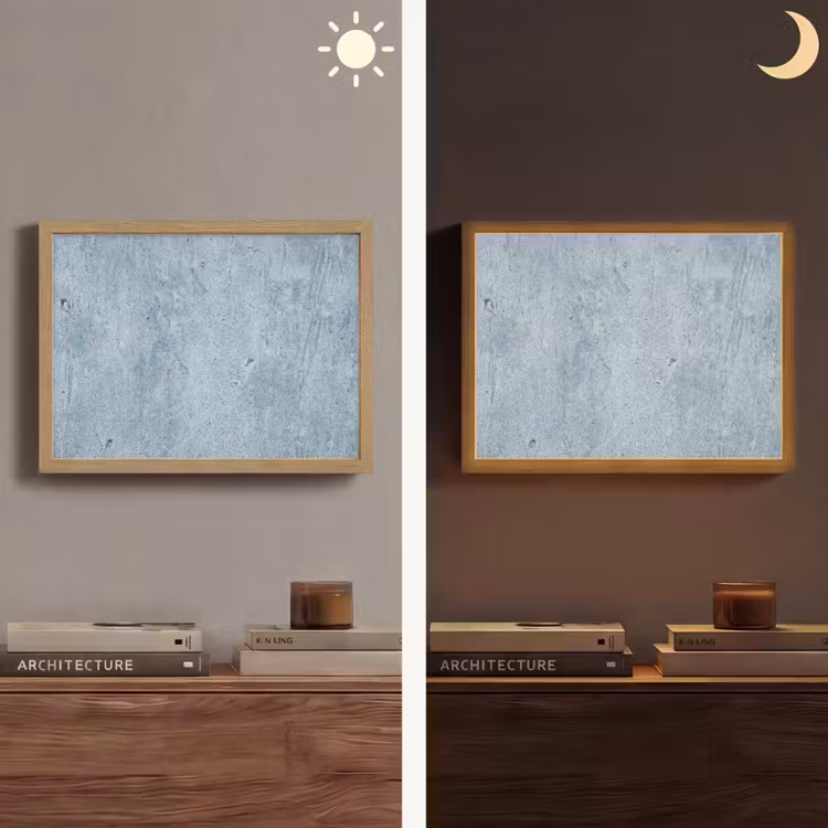 Oppervlak - Ruw - Abstract - Modern - Grijs Light Box met batterij (Wandlamp) middel -sfeer3