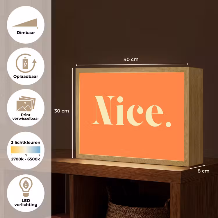 Oranje - Gebroken wit - Nice Light Box met batterij (Wandlamp) middel -USP_websiteoverzichtNL