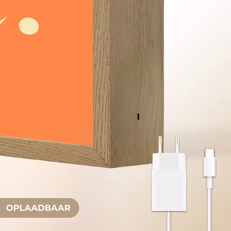 Oranje - Gebroken wit - Nice Light Box met batterij (Wandlamp) middel -USP_websiteoplaadbaarNL