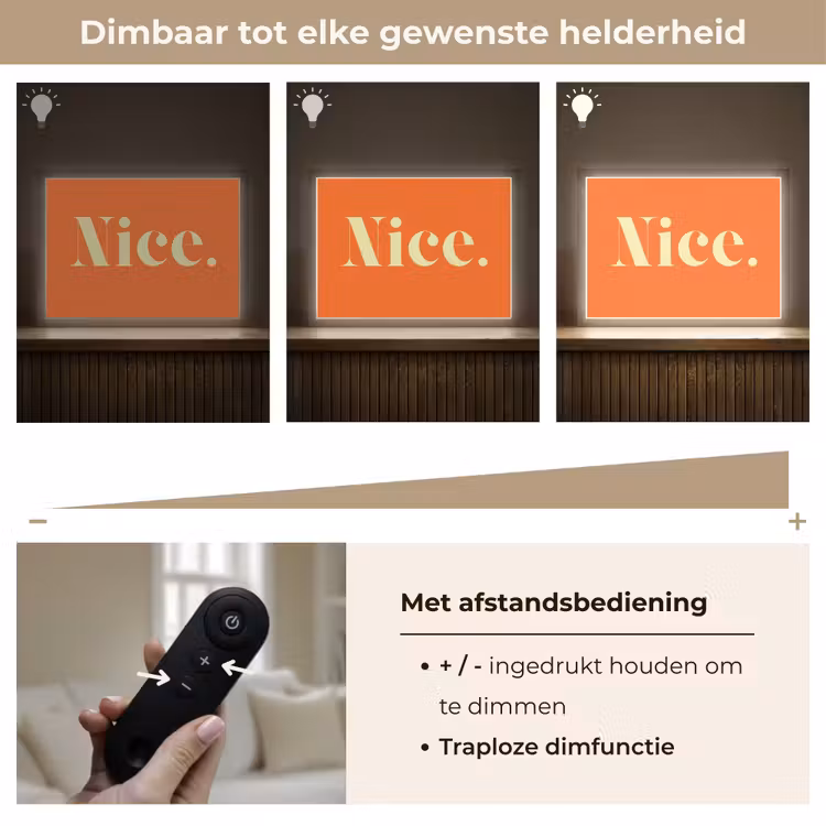 Oranje - Gebroken wit - Nice Light Box met batterij (Wandlamp) middel -USP_dimbaarNL