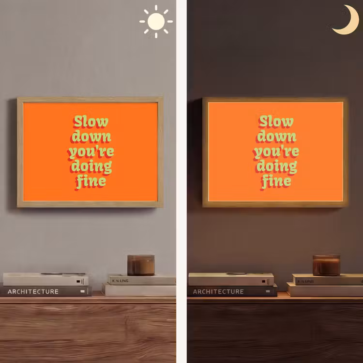 Oranje - Slow down you're doing fine - Retro Light Box met batterij (Wandlamp) middel -sfeer3