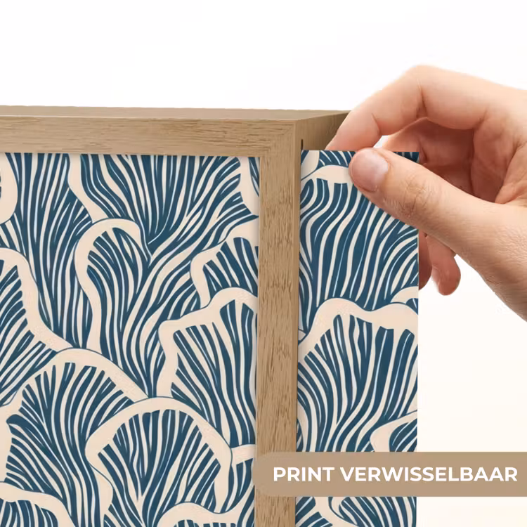 Organisch - Blauw - Crème - Schelpen Light Box met batterij (Wandlamp) middel 907 -USP_websiteprintNL