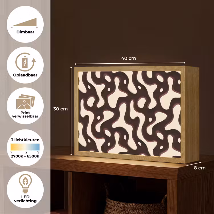 Organisch - Krachtig - Bruin Light Box met batterij (Wandlamp) middel 907 -USP_websiteoverzichtNL