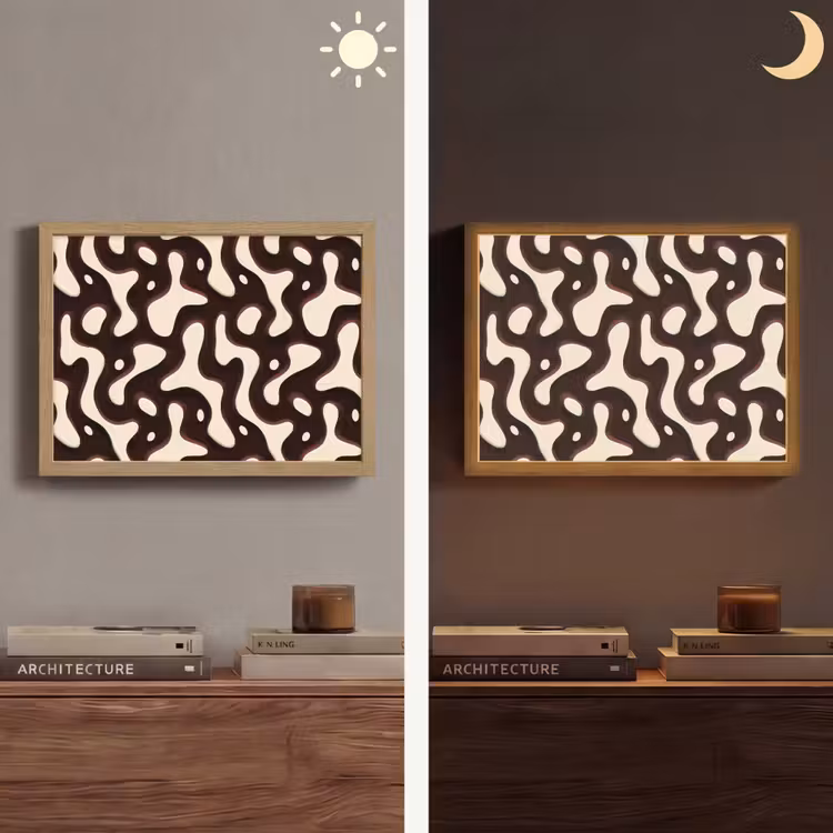 Organisch - Krachtig - Bruin Light Box met batterij (Wandlamp) middel 907 -sfeer3
