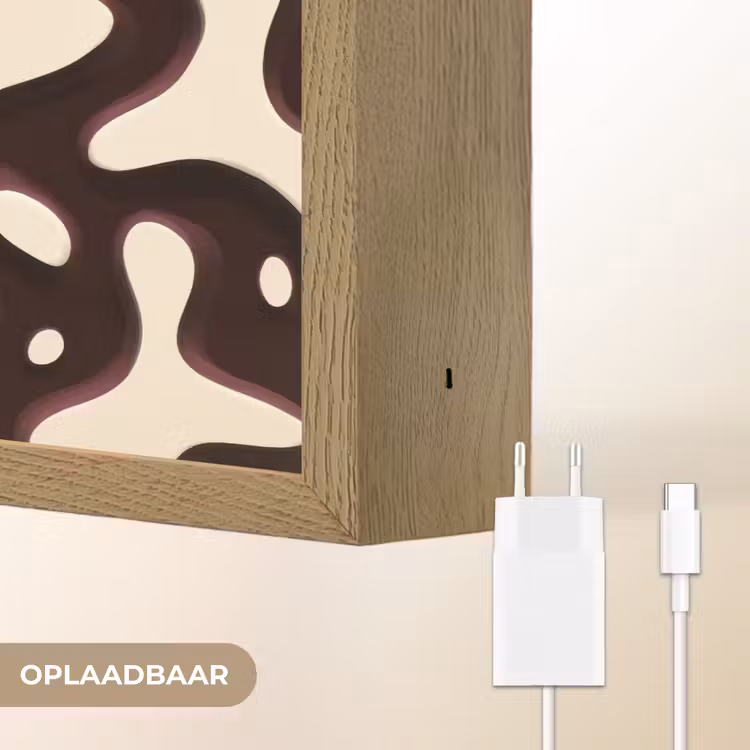 Organisch - Krachtig - Bruin Light Box met batterij (Wandlamp) middel 907 -USP_websiteoplaadbaarNL