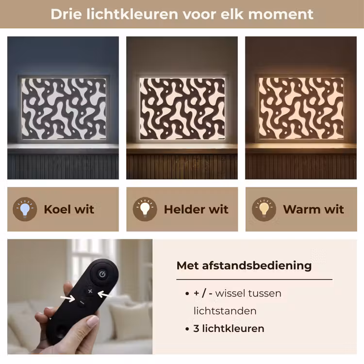 Organisch - Krachtig - Bruin Light Box met batterij (Wandlamp) middel 907 -USP_lichtkleurNL