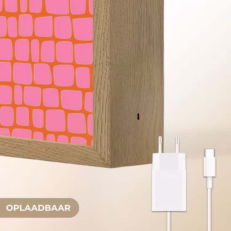 Organisch - Raster - Roze Light Box met batterij (Wandlamp) middel 907 -USP_websiteoplaadbaarNL