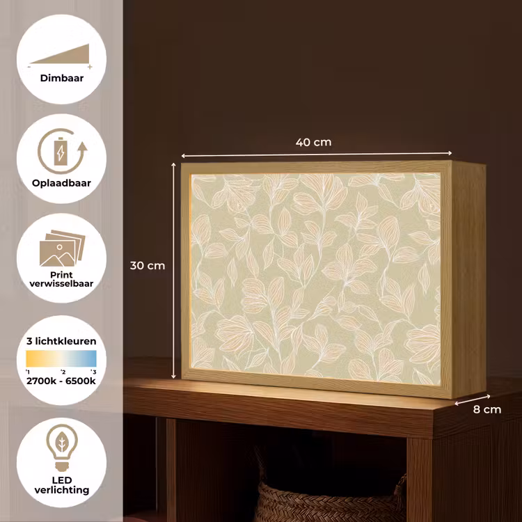 Organisch - Subtiel - Groen Light Box met batterij (Wandlamp) middel 907 -USP_websiteoverzichtNL