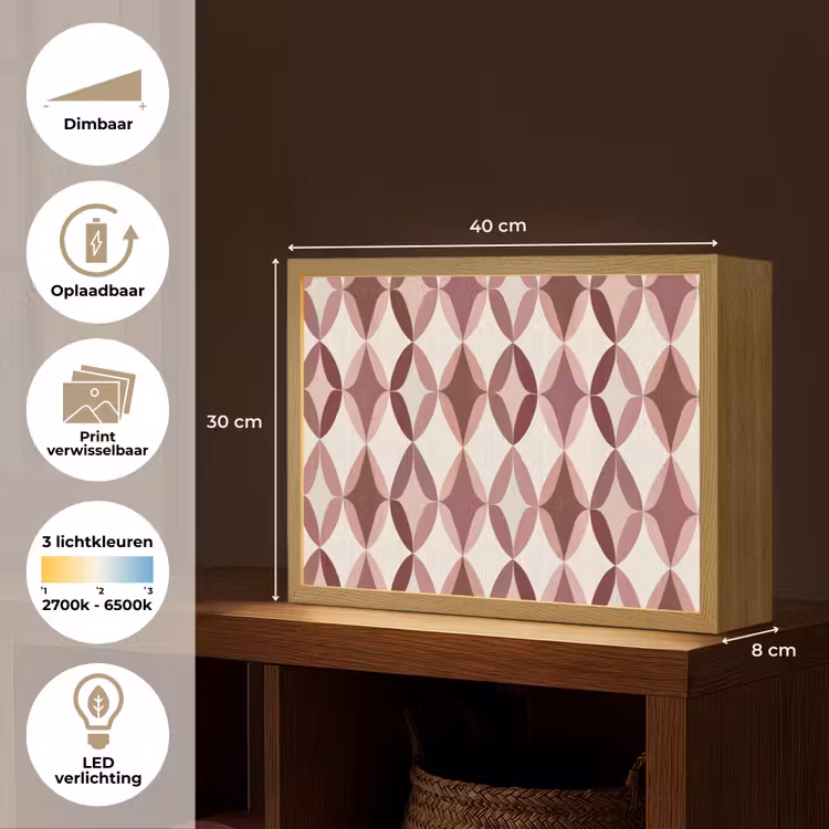 Ovaal - Textuur - Roze Light Box met batterij (Wandlamp) middel 907 -USP_websiteoverzichtNL