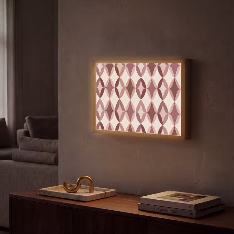 Ovaal - Textuur - Roze Light Box met batterij (Wandlamp) middel 907 -sfeer1