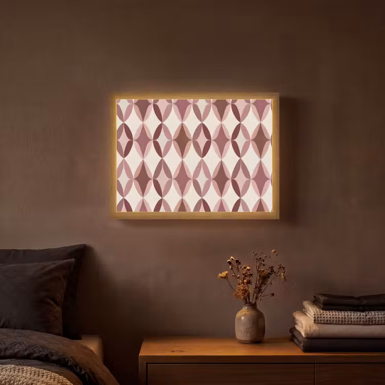 Ovaal - Textuur - Roze Light Box met batterij (Wandlamp) middel 907 -sfeer4