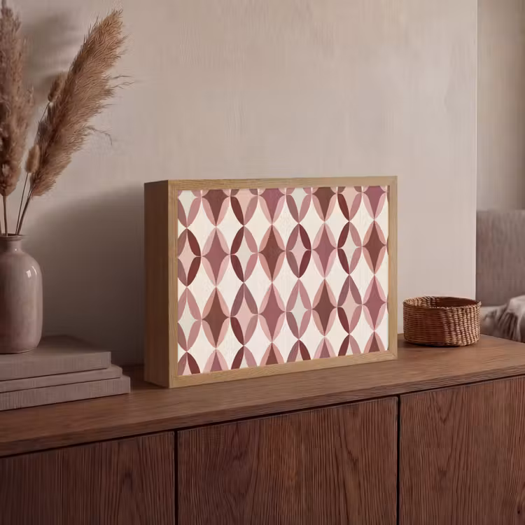 Ovaal - Textuur - Roze Light Box met batterij (Wandlamp) middel 907 -sfeer2