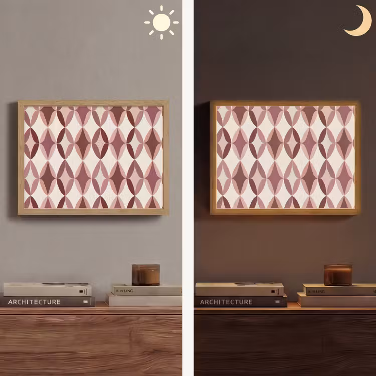 Ovaal - Textuur - Roze Light Box met batterij (Wandlamp) middel 907 -sfeer3