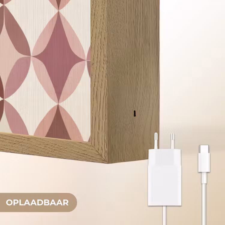 Ovaal - Textuur - Roze Light Box met batterij (Wandlamp) middel 907 -USP_websiteoplaadbaarNL