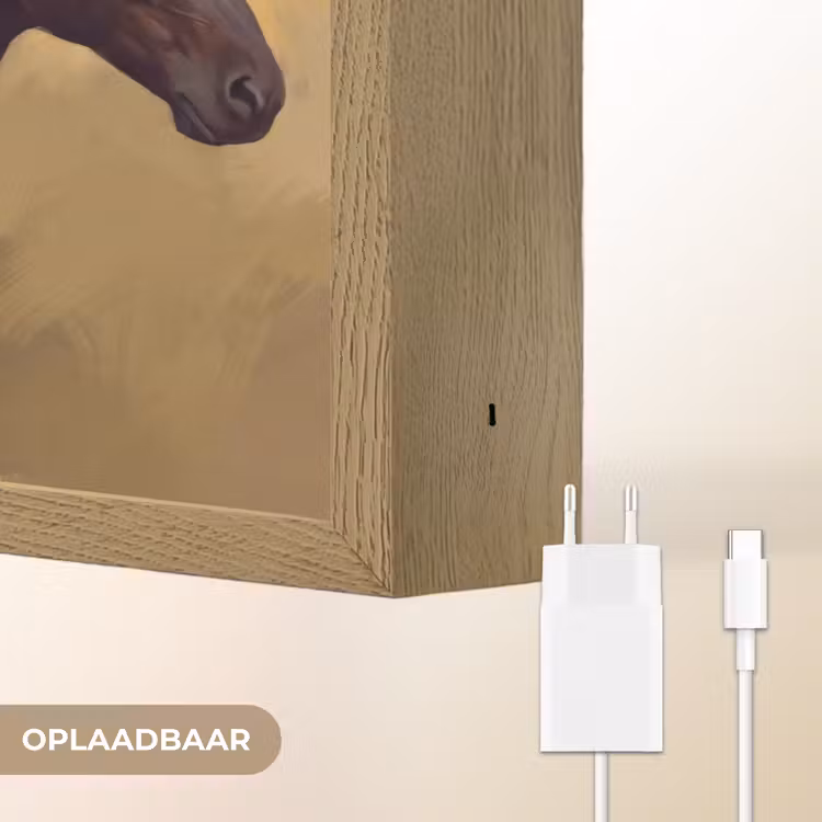 Paard - Klassiek - Oker Light Box met batterij (Wandlamp) middel -USP_websiteoplaadbaarNL