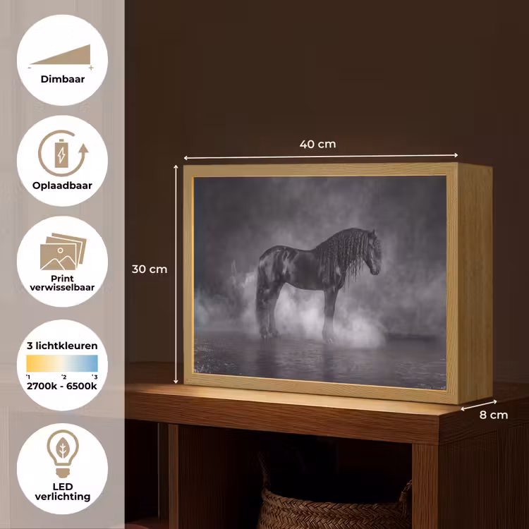 Paard - Magisch - Zwart Light Box met batterij (Wandlamp) middel -USP_websiteoverzichtNL