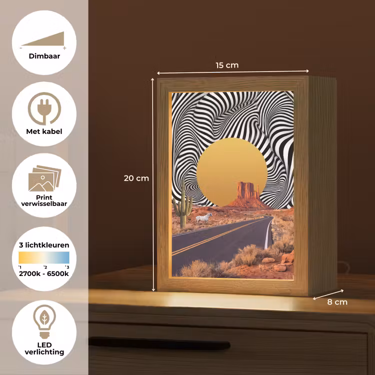 Lightbox - Wandlamp - Paard - Woestijn - Natuur - Paard - Woestijn - Natuur Light Box met kabel (Wandlamp) klein