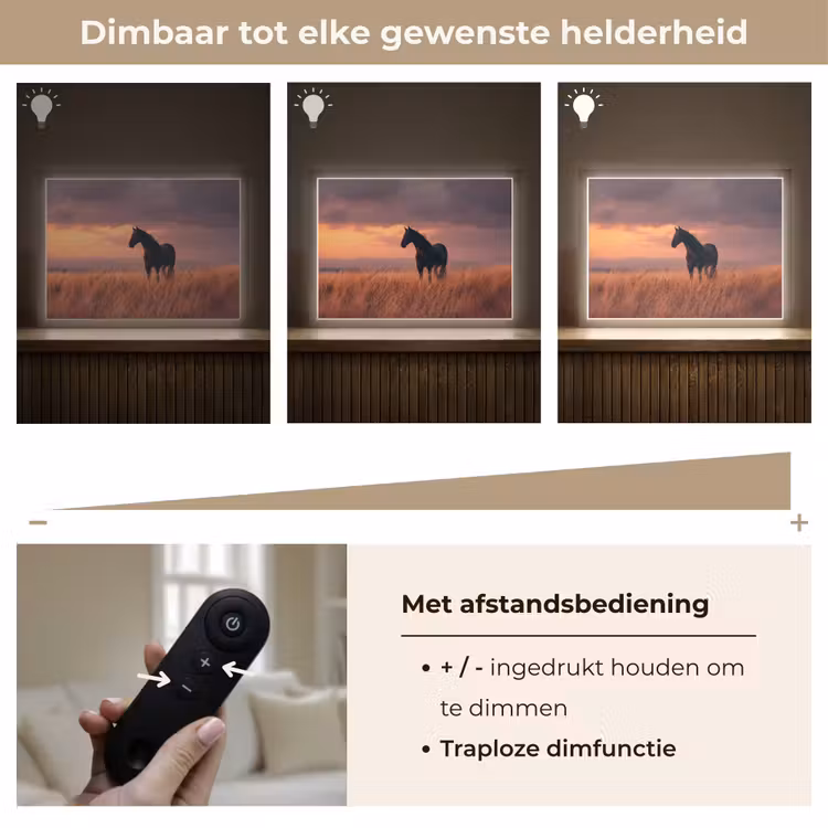 Paard - Wolken - Open veld Light Box met batterij (Wandlamp) middel -USP_dimbaarNL