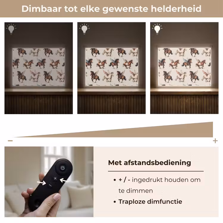 Paarden - Vleugels - Kleurrijk Light Box met batterij (Wandlamp) middel 907 -USP_dimbaarNL