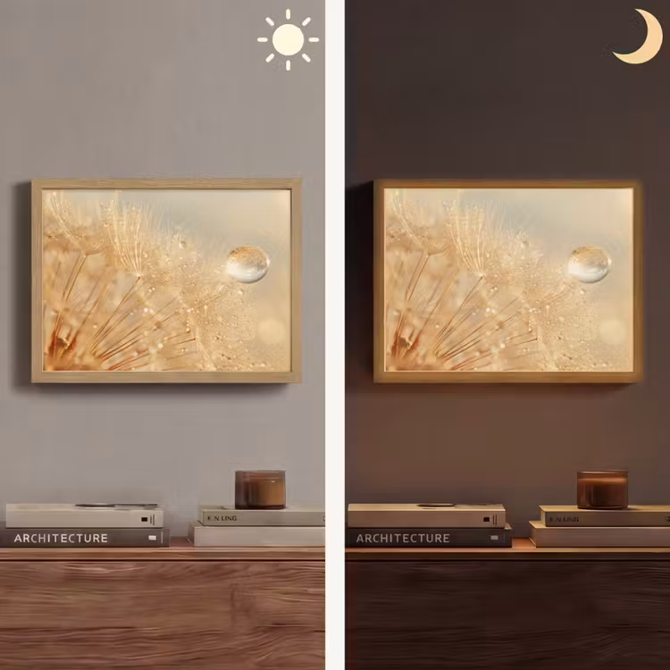 Paardenbloem - Water - Natuur - Planten - Modern Light Box met batterij (Wandlamp) middel -sfeer3