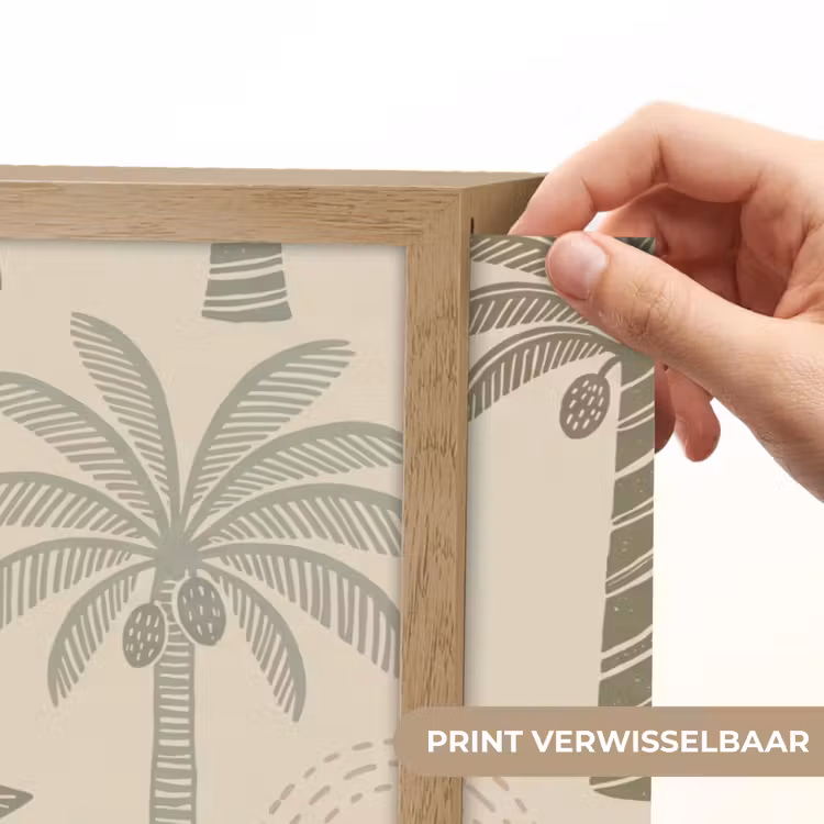 Palmbomen - Patroon - Tropisch - Beige Light Box met batterij (Wandlamp) middel -USP_websiteprintNL